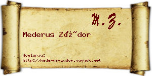 Mederus Zádor névjegykártya